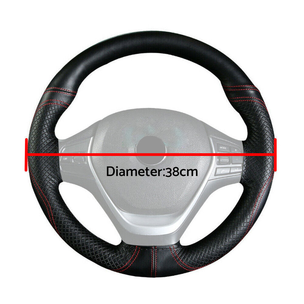Premium Leather DIY Steering Wheel Cover Suitable For Car ¡§C 38cm Auto Protection With Needle