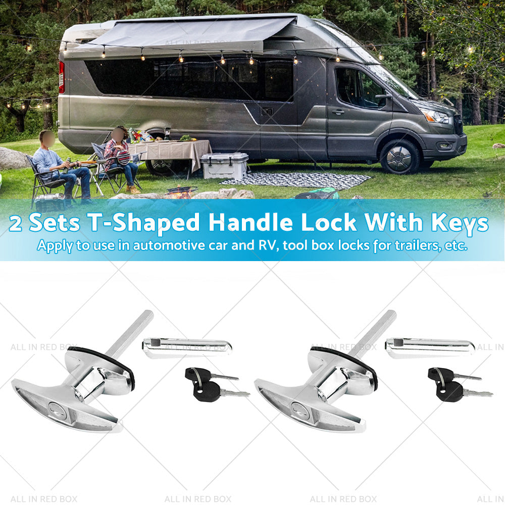 {{ 2 Set Chrome Rear Fixing T Handle Lock W or Key For Trailer Caravan Canopy Toolbox }} - Buy Car Parts Online at {{ Kaka Auto Parts }}.