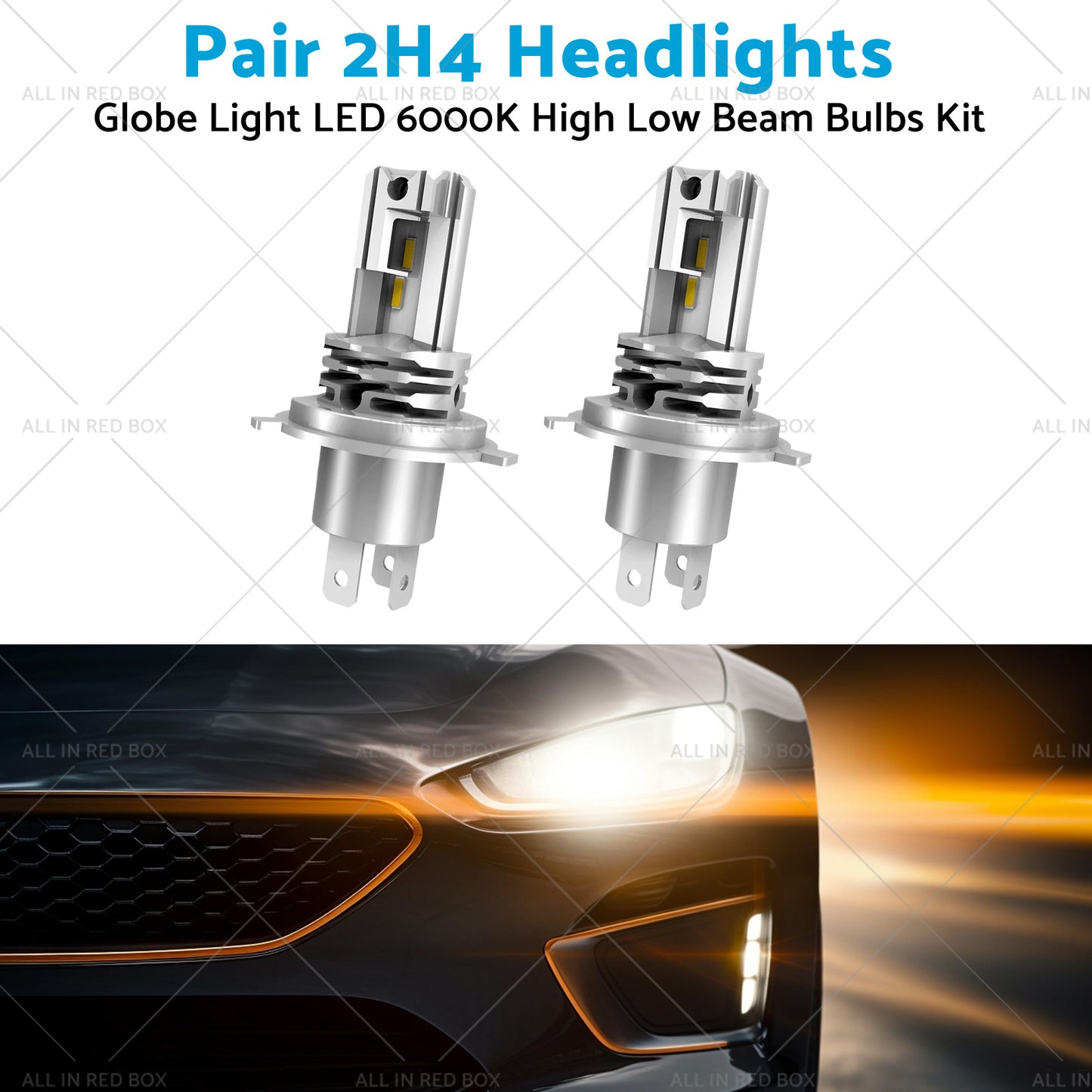 {{ 2x H4 Headlights Replacement Globe Light LED 6000K High Low Beam Bulbs Kit }} - Buy Car Parts Online at {{ Kaka Auto Parts }}.