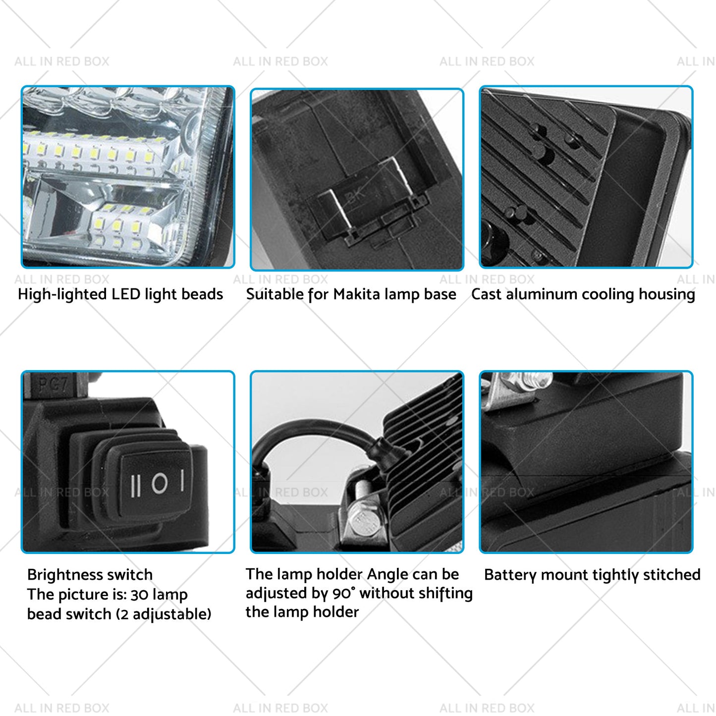 {{ 18V 8in LED Work Light Torch Camping Flashlights 2USB Suitablefor Makita Battery }} - Buy Car Parts Online at {{ Kaka Auto Parts }}.