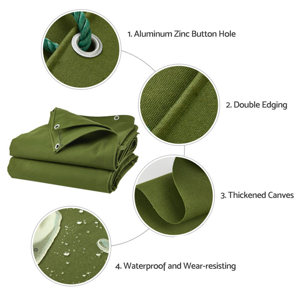 {{ 3 Sizes Army Heavy Duty Waterproof Canvas Tarp Tarpaulin Sun Blocked Dustproof }} - Buy Car Parts Online at {{ Kaka Auto Parts }}.