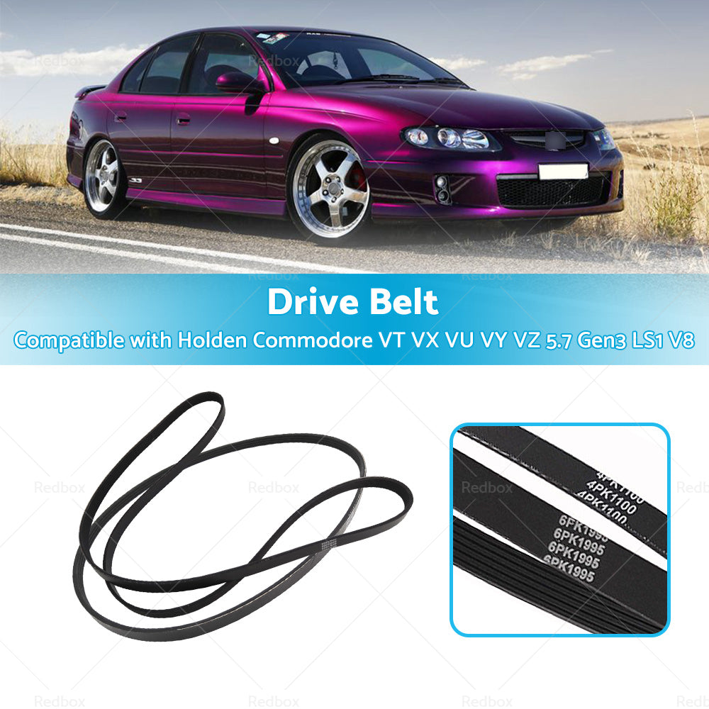 {{ Drive Belt For Holden Commodore VT VX VU VY VZ 5. 7 Gen3 LS1 V8 4PK1100 6PK1995 }} - Buy Car Parts Online at {{ Kaka Auto Parts }}.