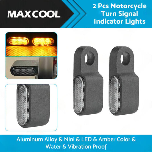 2x Mini LED Motorcycle Turn Signal Indicators Suitable For Amber Blinker Light ¡§C Black 3LED