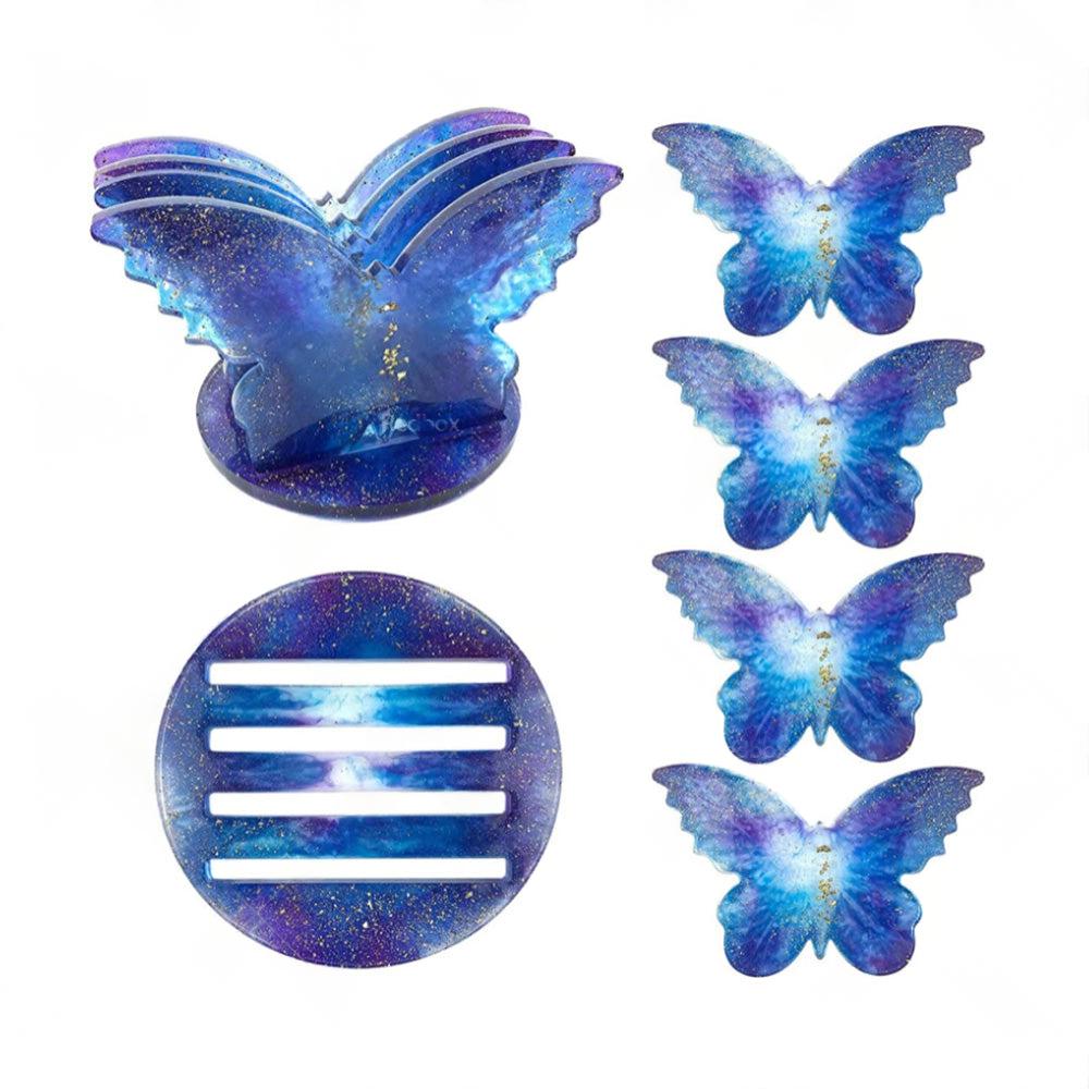 Epoxy Resin 4PCS Butterfly Shaped Coaster molds Holder Mold for Silicone Resin