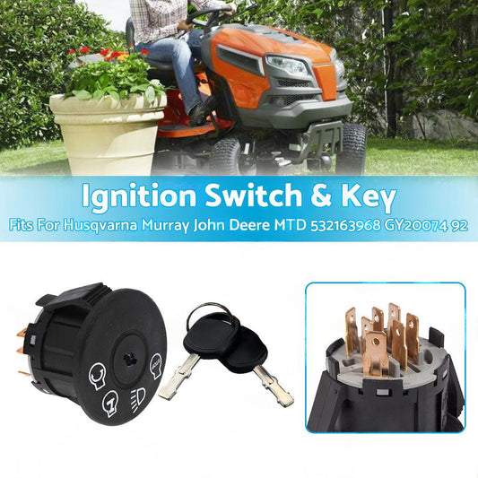 Ignition Switch and Key For Husqvarna Murray John Deere MTD 532163968 GY20074 92