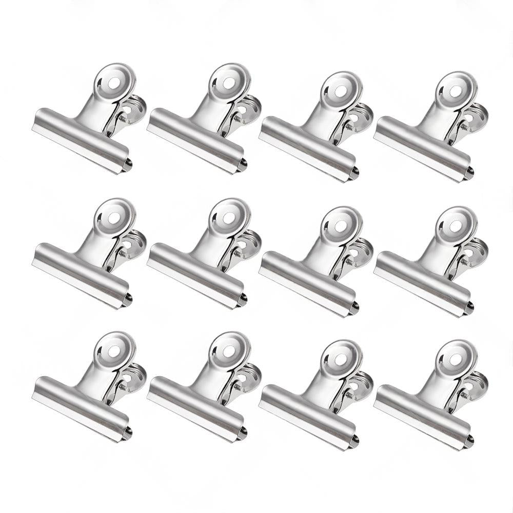 6/12PCS Stainless Steel Bulldog Paper Clip Metal Office Binder Grip Clamp 75mm