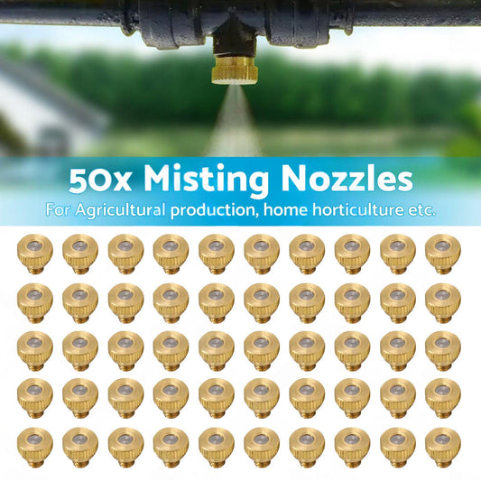 50x Brass Misting Nozzles 0.024 inch Suitable For Cooling System Water Mister Sprinkle