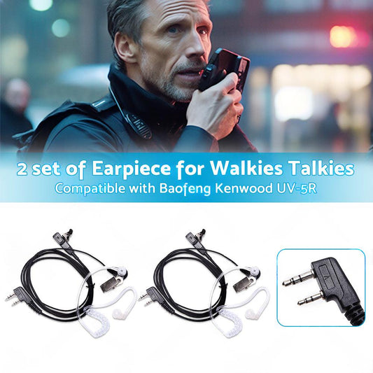 2PCS Covert Acoustic Tube Earpiece Headset Mic Suitable for Baofeng Kenwood