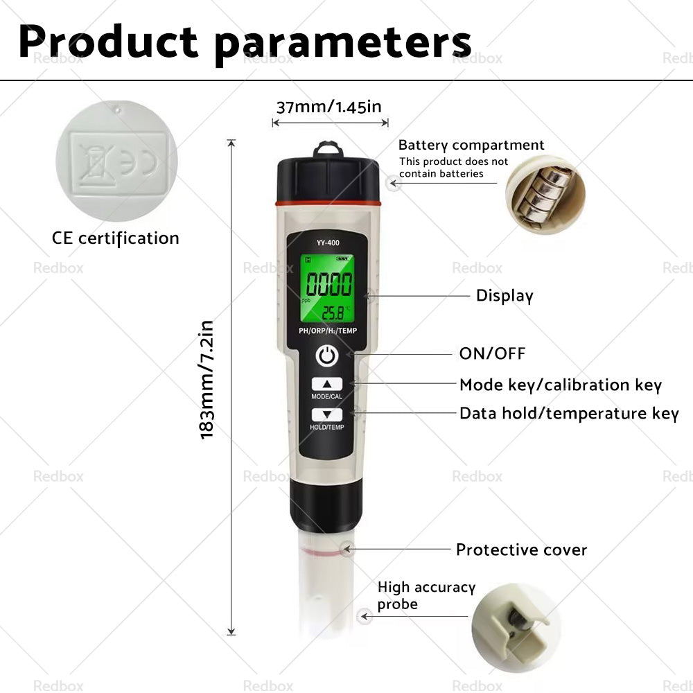 {{ Portable 4 In 1 Hydrogen-Rich Test Pen PH ORP TEMP Water Quality Meter Tester }} - Buy Car Parts Online at {{ Kaka Auto Parts }}.