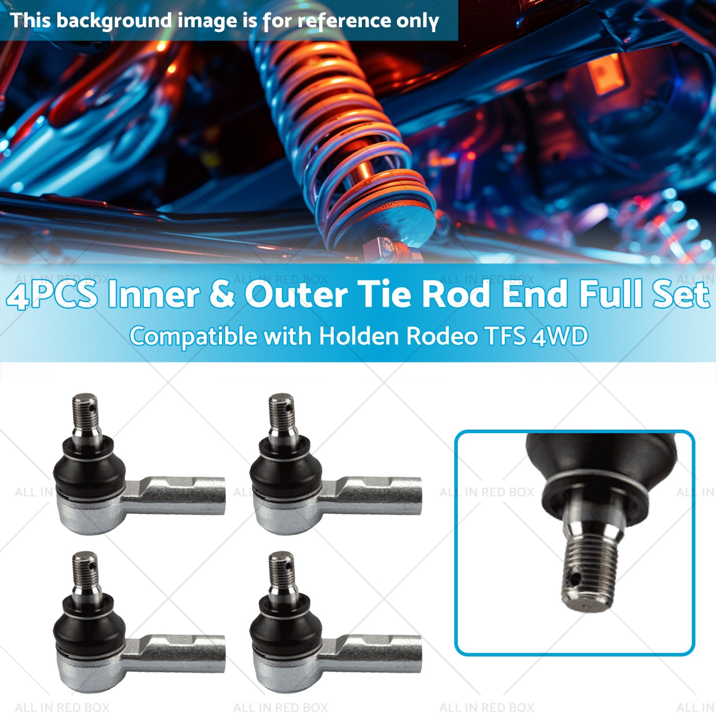 {{ 4PCS Inner and Outer Tie Rod End Full Set Suitable for Holden Rodeo TFS 4WD 89-03 }} - Buy Car Parts Online at {{ Kaka Auto Parts }}.