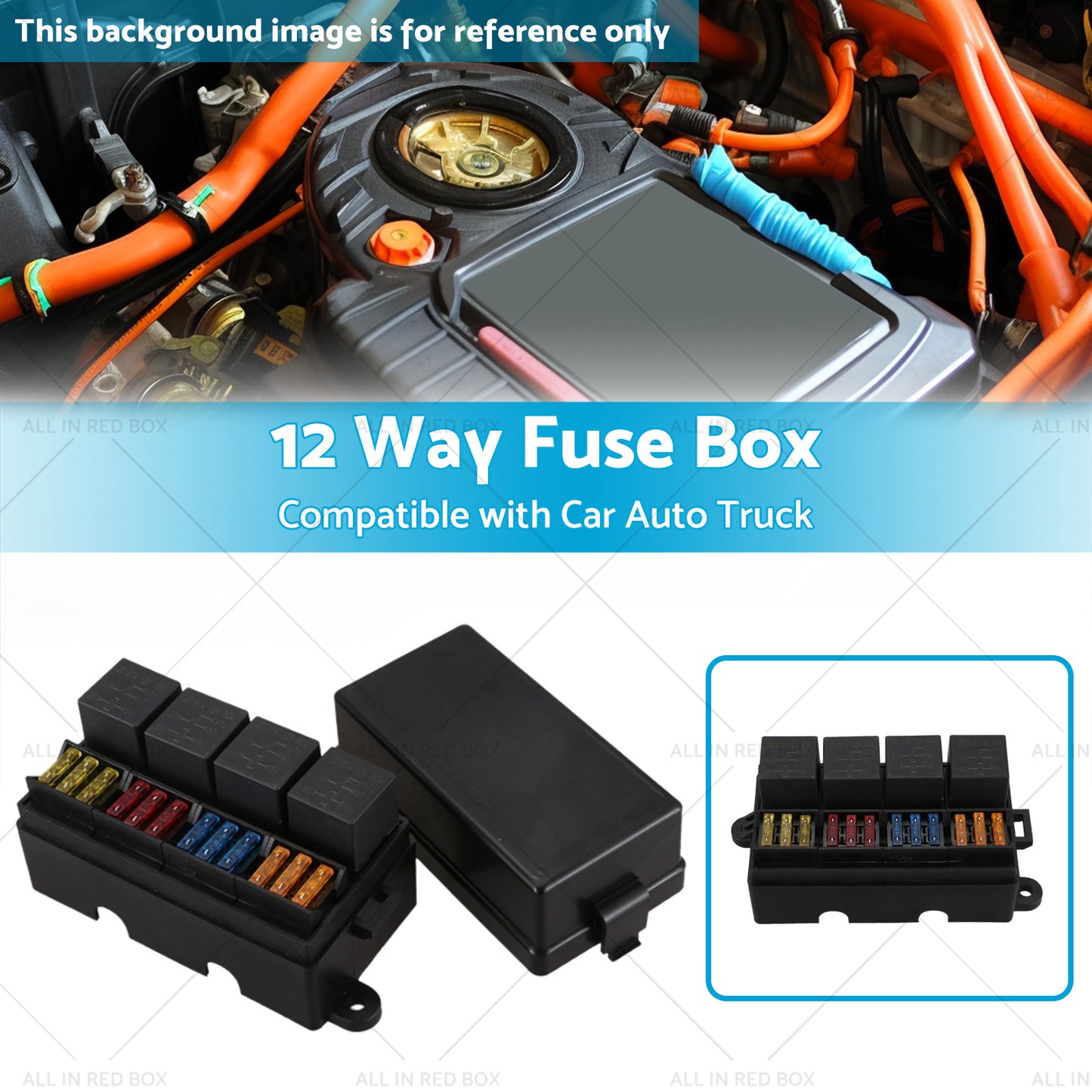 {{ 12 Way Blade Fuse Box 4-Relay Holder and Terminal and Fuse 12V 40A Car Auto Truck 4Pin }} - Buy Car Parts Online at {{ Kaka Auto Parts }}.