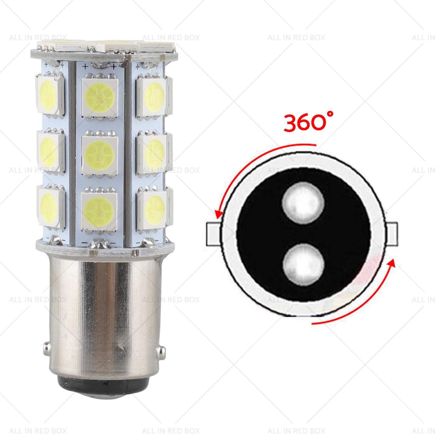 {{ 2x 12V BA15D LED White 27 SMD 5050 For Caravan Car Auto Indicator Signal Light }} - Buy Car Parts Online at {{ Kaka Auto Parts }}.
