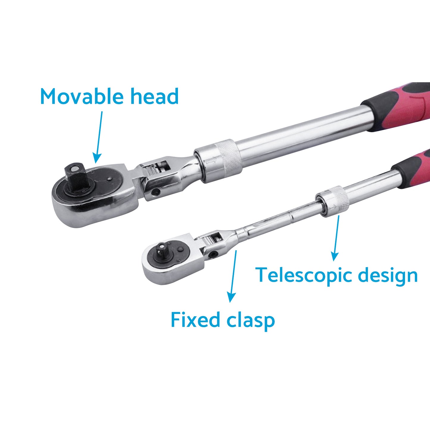 Ratchet Wrench Socket Set 3x 1/4inch, 3/8inch, 1/2inch Drive Handle 72-Tooth Quick Release