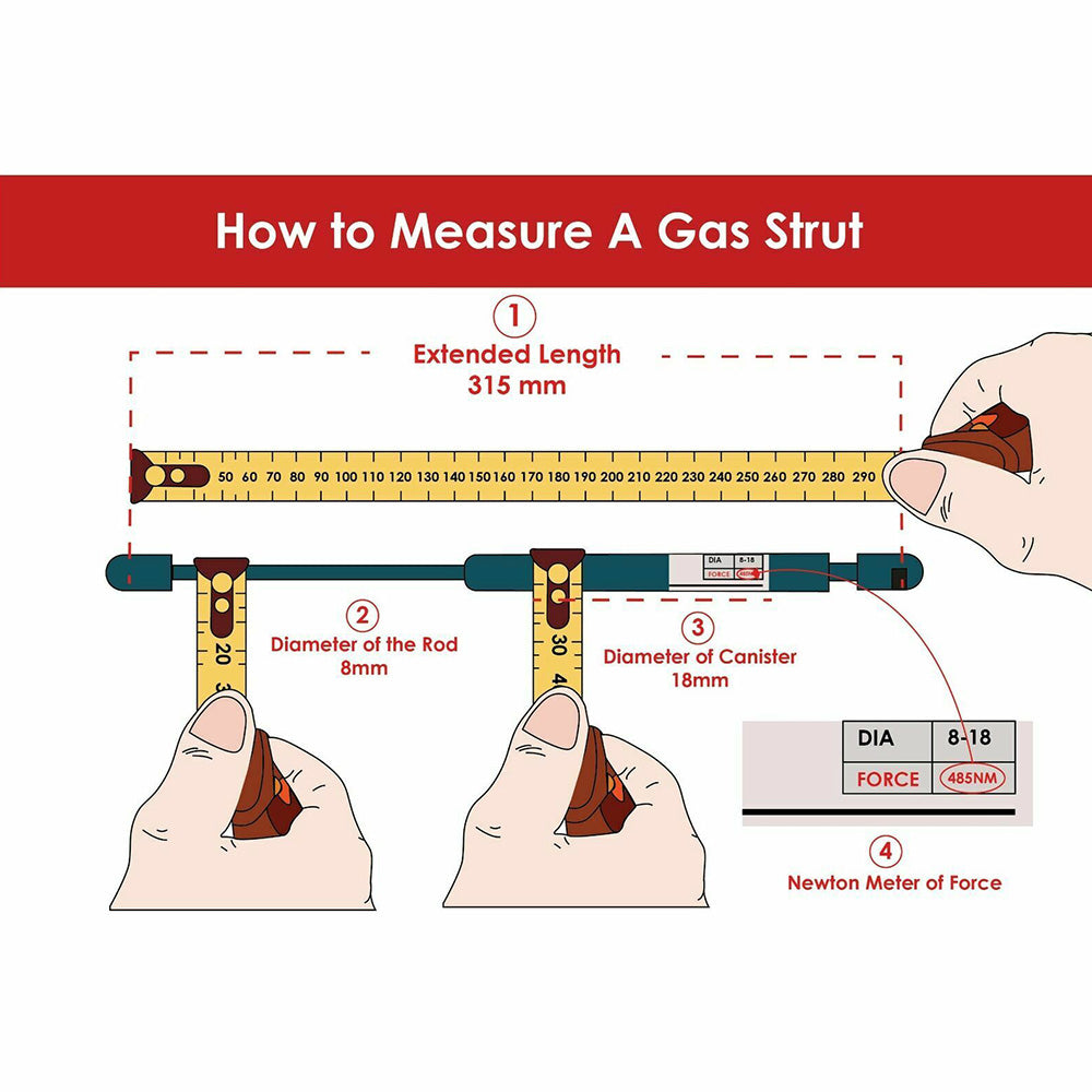 {{ Gas Strut 500mm-350N x2 8mm Shaft Caravans, Trailers, Canopy, Toolboxes struts }} - Buy Car Parts Online at {{ Kaka Auto Parts }}.