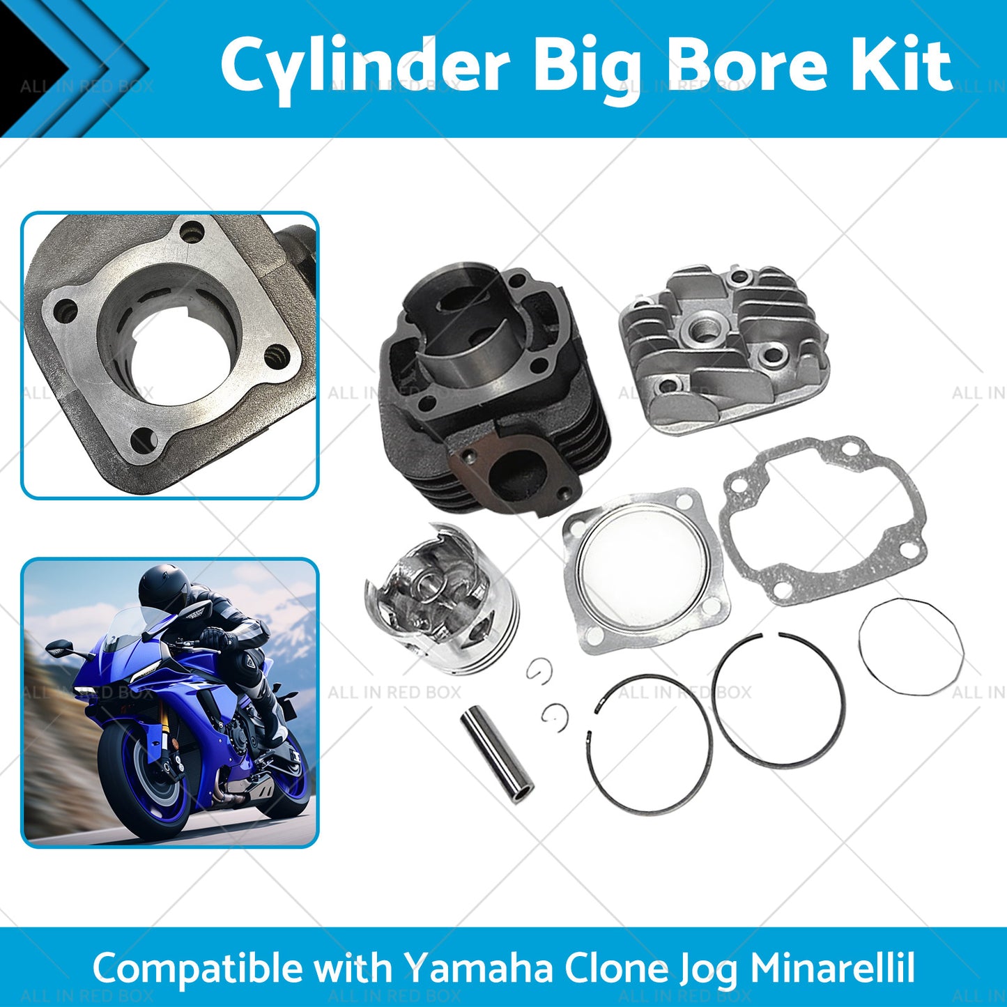 {{ 47mm Big Bore Head Cylinder Piston Kit Suitable for Yamaha Clone Jog50 to 70CC }} - Buy Car Parts Online at {{ Kaka Auto Parts }}.