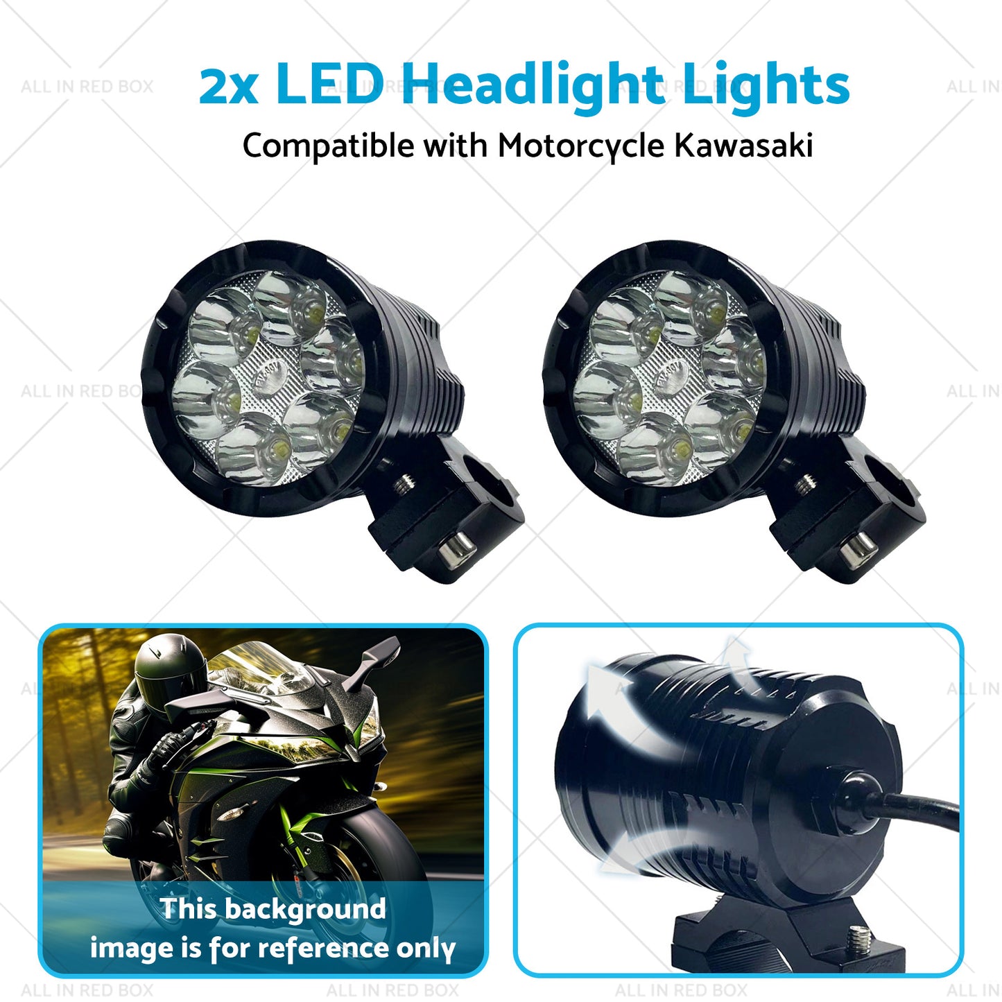{{ 2x LED Headlight Lights Motorcycle Waterproof Driving Fog Spotlight Lamp }} - Buy Car Parts Online at {{ Kaka Auto Parts }}.
