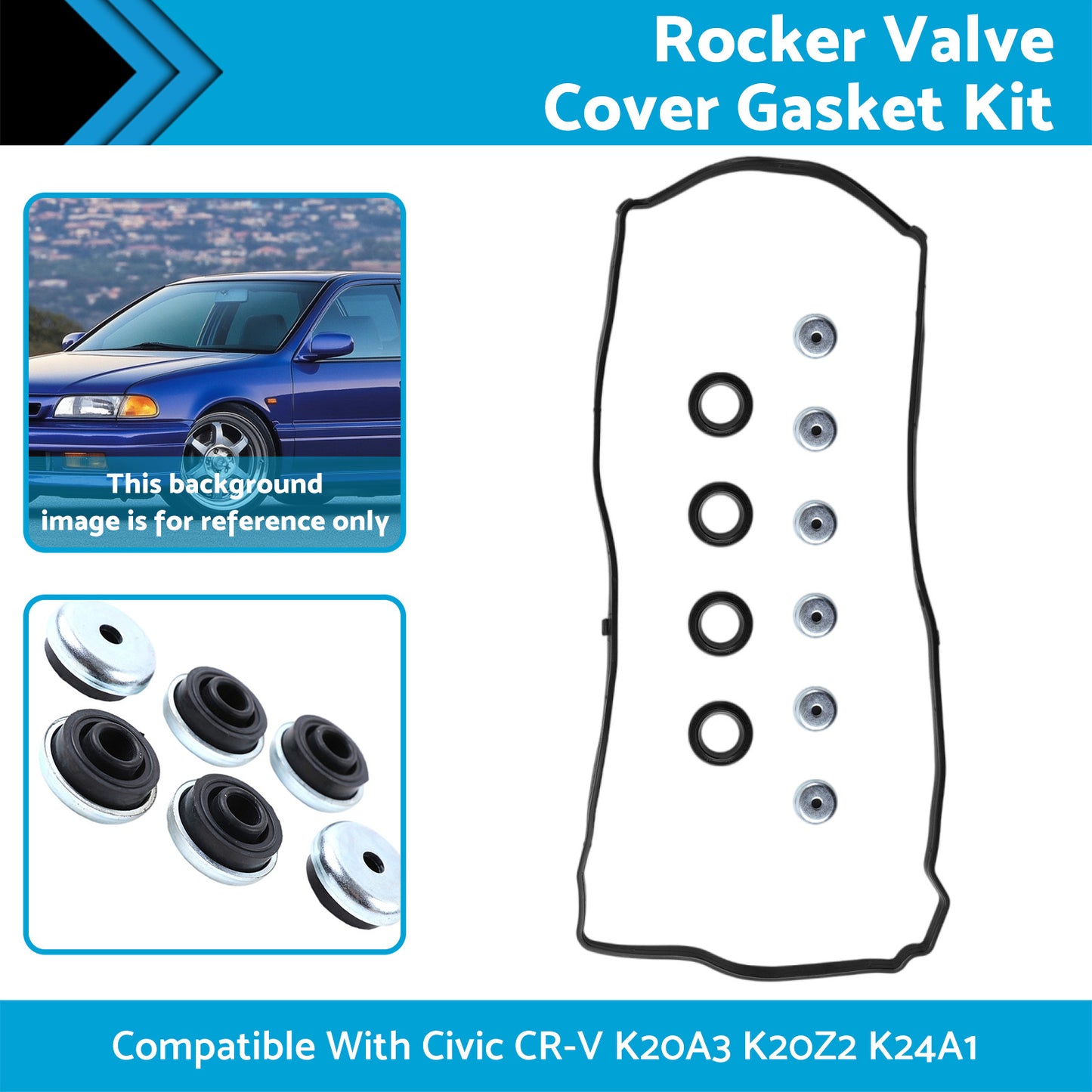 {{ Rocker Valve Cover Gasket Kit Silicone Suitable For Honda Integra DC5 K20A K20Z }} - Buy Car Parts Online at {{ Kaka Auto Parts }}.