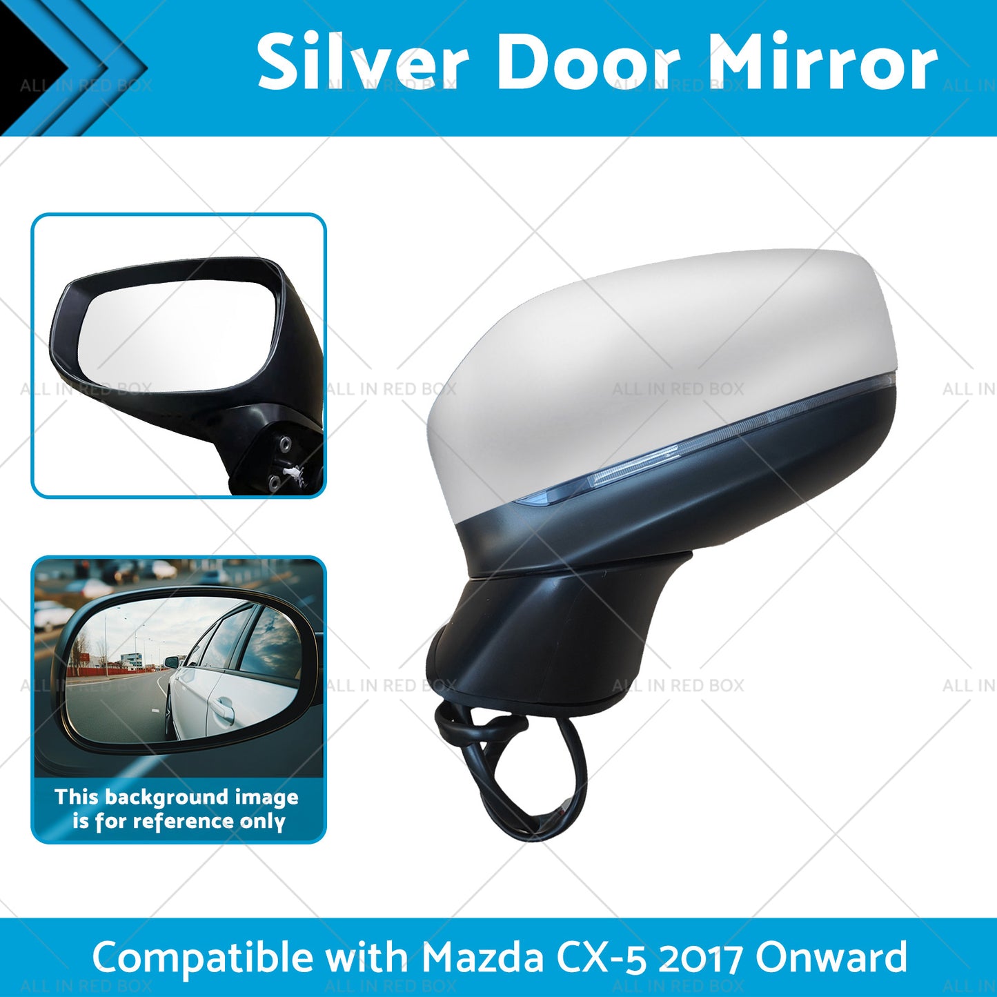 {{ Silver Door Mirror Suitable for Mazda CX-5 2017 Onward With BlindSpot 9 Wires }} - Buy Car Parts Online at {{ Kaka Auto Parts }}.