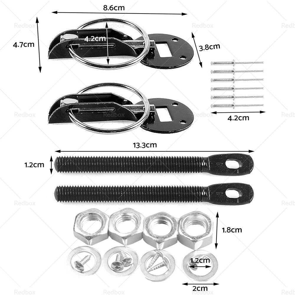 {{ Universal Racing Mount Bonnet Hood Lock Latch Pins Kit Set Suitable For Cars }} - Buy Car Parts Online at {{ Kaka Auto Parts }}.