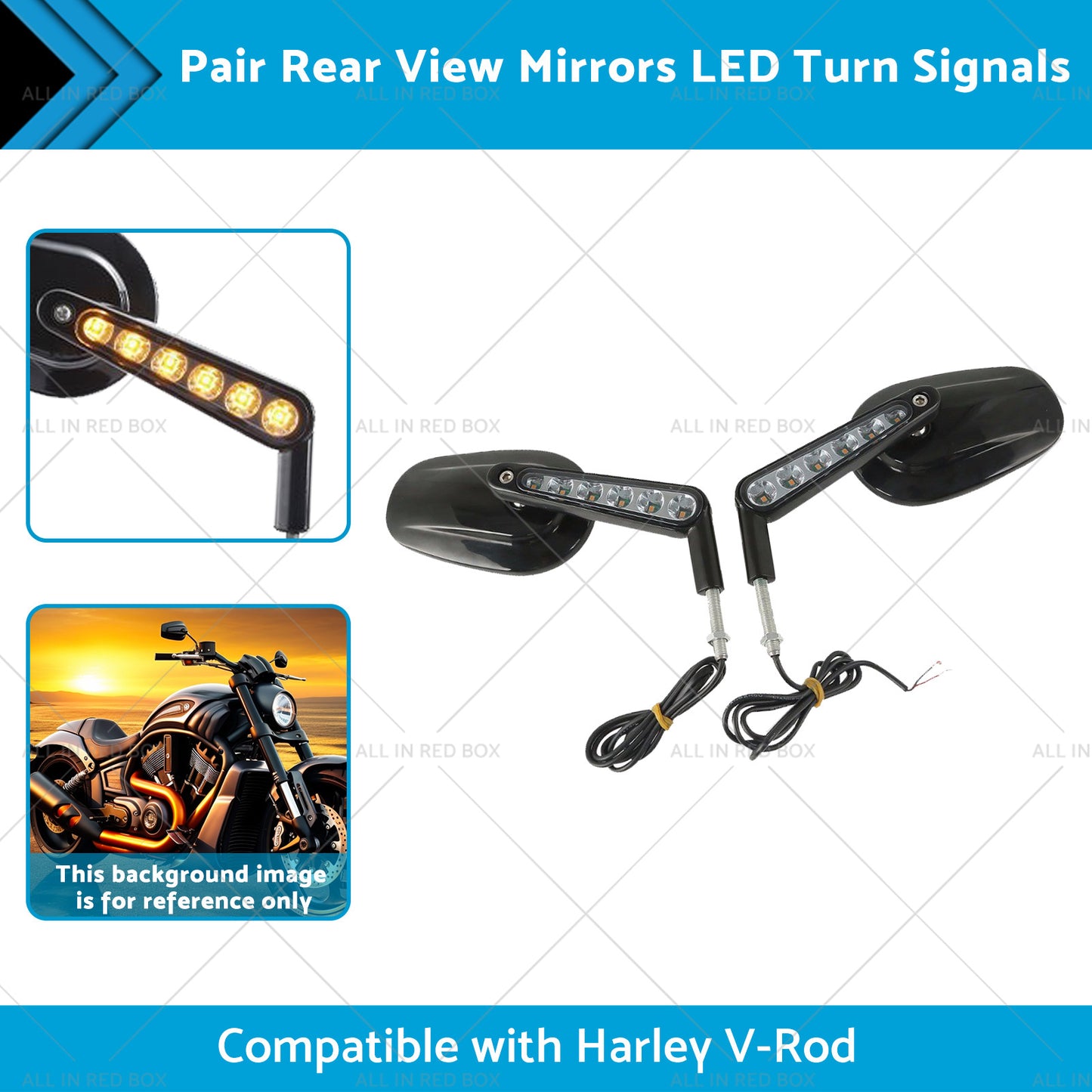 {{ 2x Rear View Mirrors LED Turn Signals Muscle Suitablefor Harley Davidson V-Rod }} - Buy Car Parts Online at {{ Kaka Auto Parts }}.