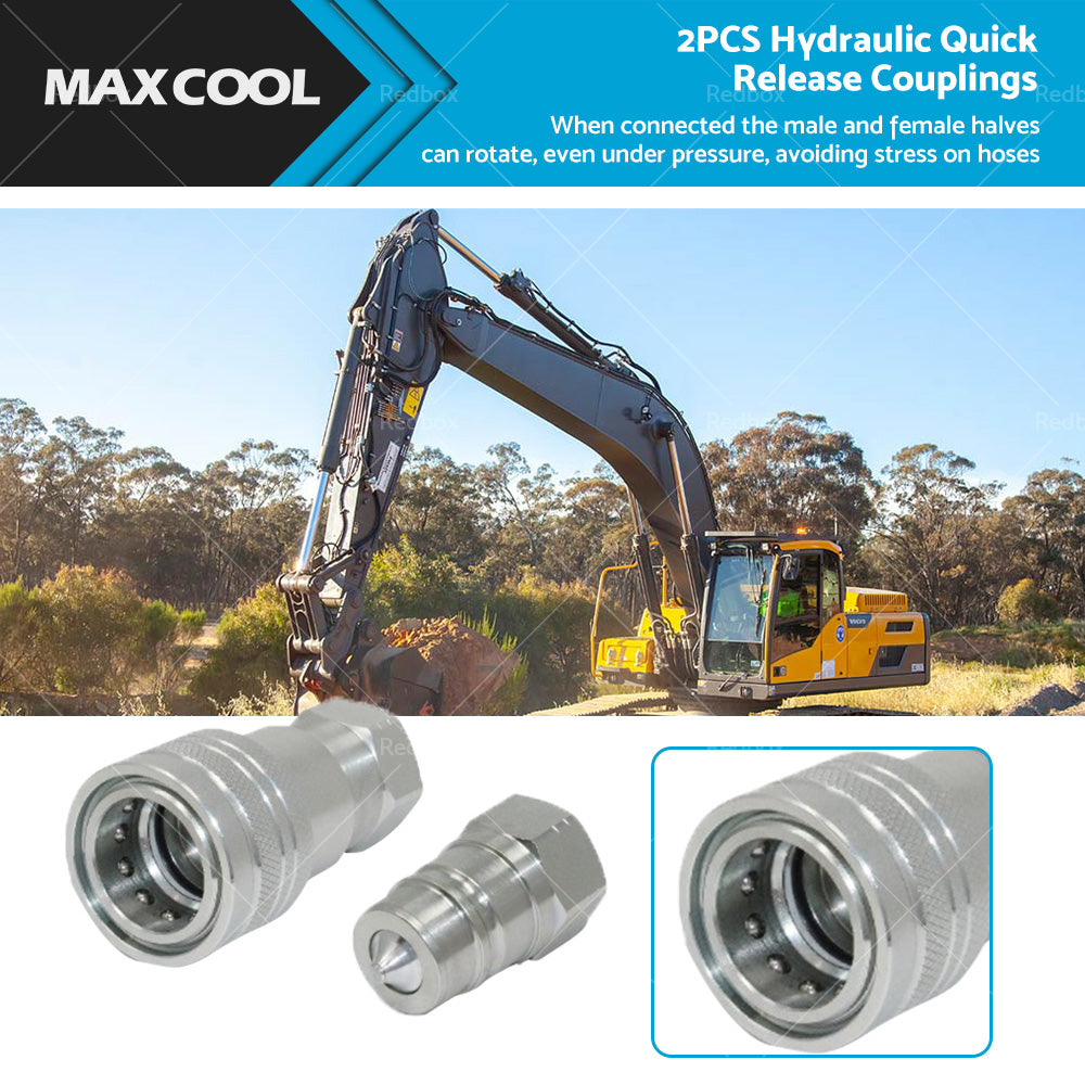 {{ PAIR Hydraulic Quick Release Coupling 1 or 2 inch BSP Set Tractor Loader Male and Female }} - Buy Car Parts Online at {{ Kaka Auto Parts }}.
