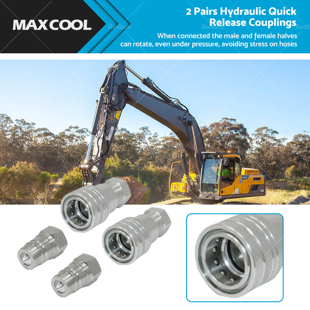 {{ 2 x SETS 1 or 2 inch BSP HYDRAULIC ISO POPPET QUICK RELEASE COUPLINGS COUPLERS TRACTOR }} - Buy Car Parts Online at {{ Kaka Auto Parts }}.