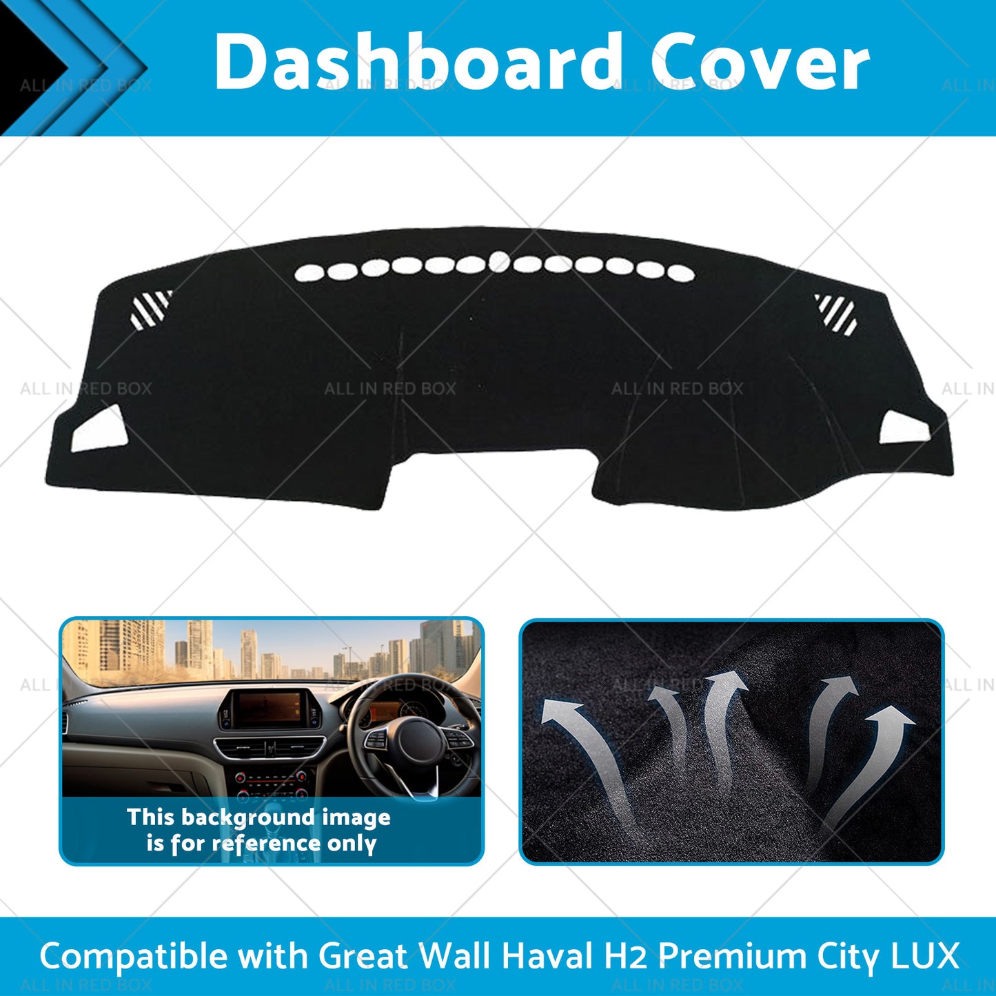 {{ Black Non-Slip Dash Mat Suitable For Haval H2 Premium City LUX 2015-2020 2WD }} - Buy Car Parts Online at {{ Kaka Auto Parts }}.