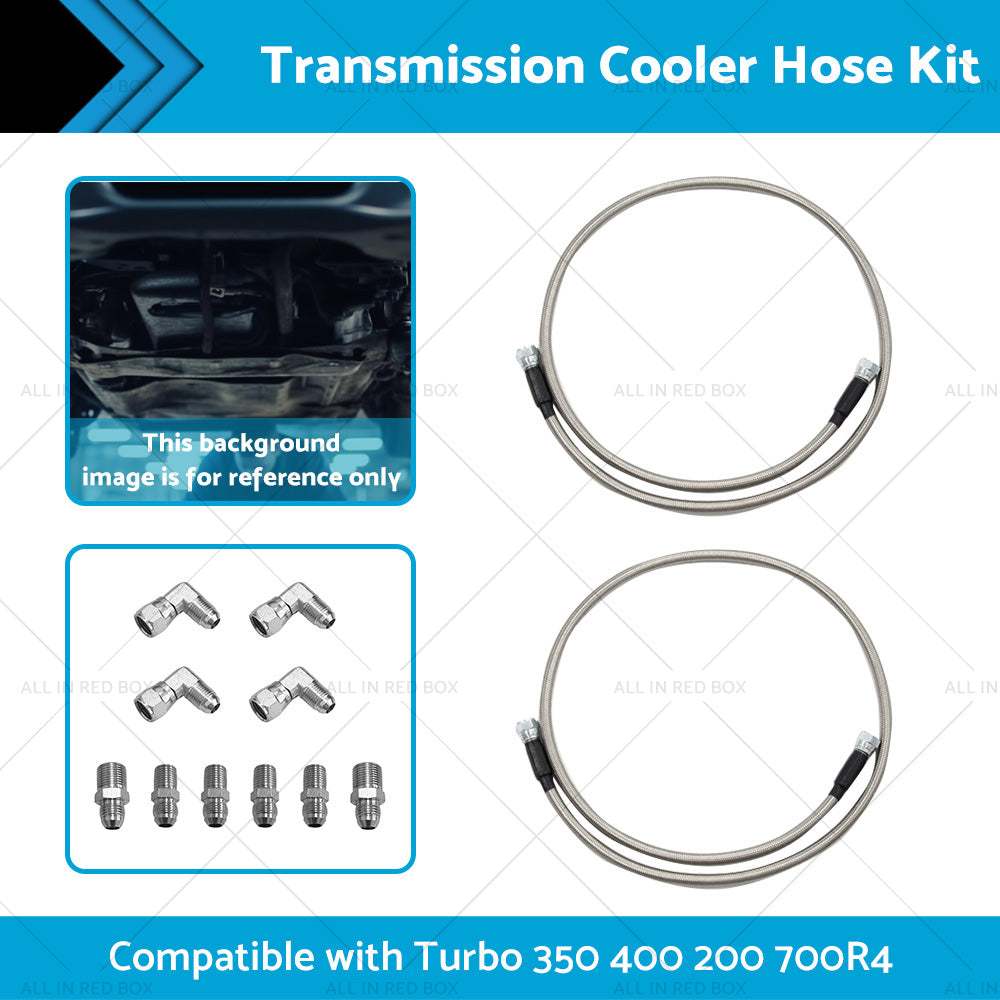 {{ Stainless Steel Braided Transmission Cooler Hose Fitting Kit For 700R4 TH350 400 }} - Buy Car Parts Online at {{ Kaka Auto Parts }}.