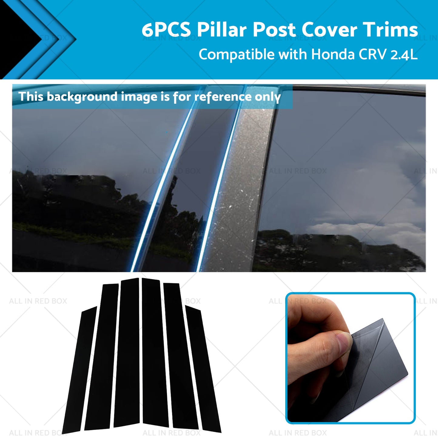 {{ 6PCS Black Window Trim Covers Suitable for 07-11 Honda CRV 2. 4L }} - Buy Car Parts Online at {{ Kaka Auto Parts }}.