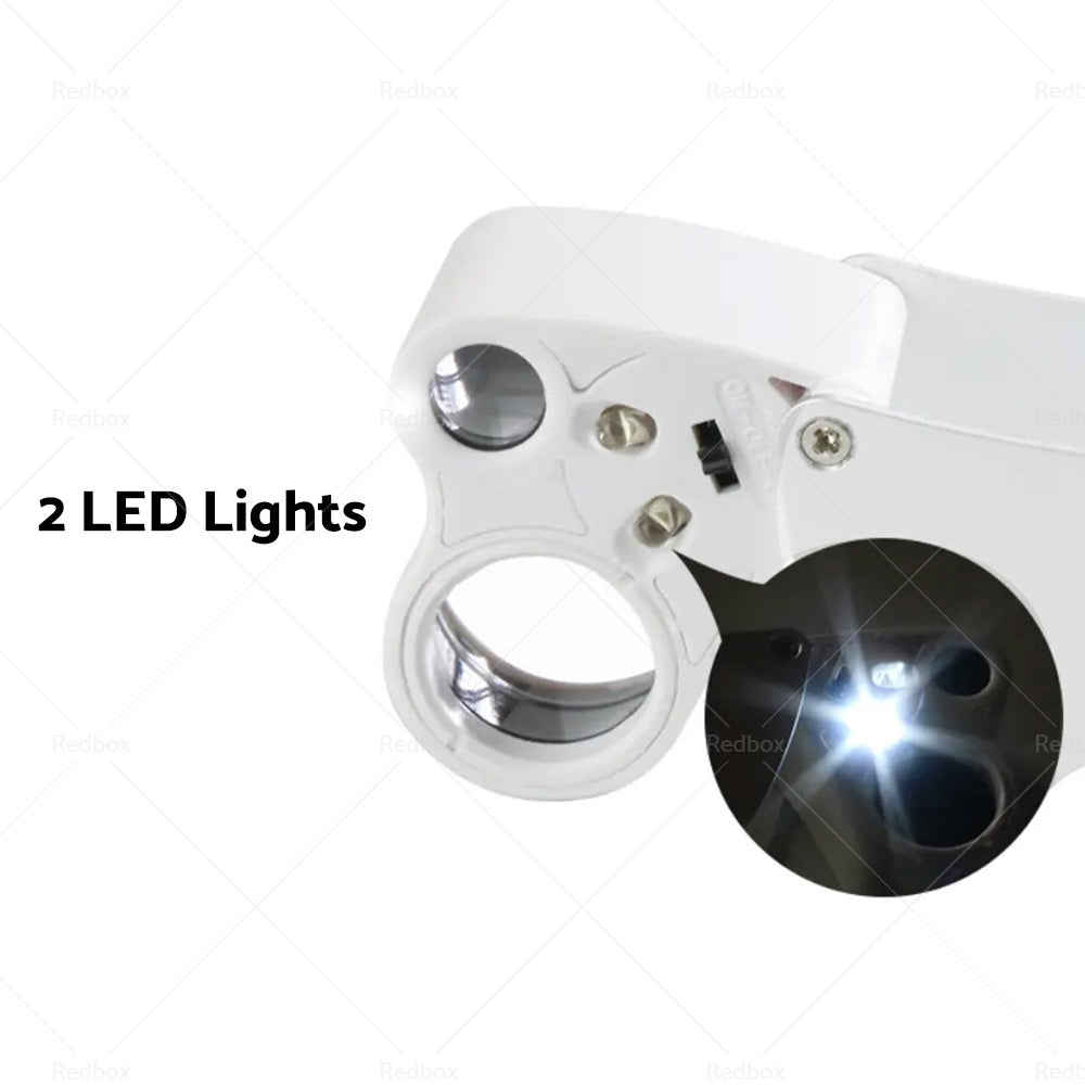{{ 30X 60X Jewelry Loupe LED Lighted Illuminated Jewelers Eye Loop 2 Lens Magnifier }} - Buy Car Parts Online at {{ Kaka Auto Parts }}.