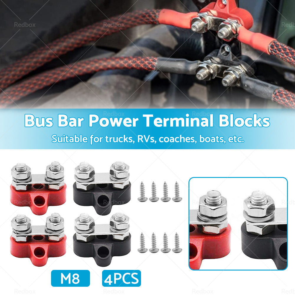 {{ 2x 5 or 16 inch M8+M8 Bus Bar Terminal Blocks Negative Positive Distribution Stud }} - Buy Car Parts Online at {{ Kaka Auto Parts }}.