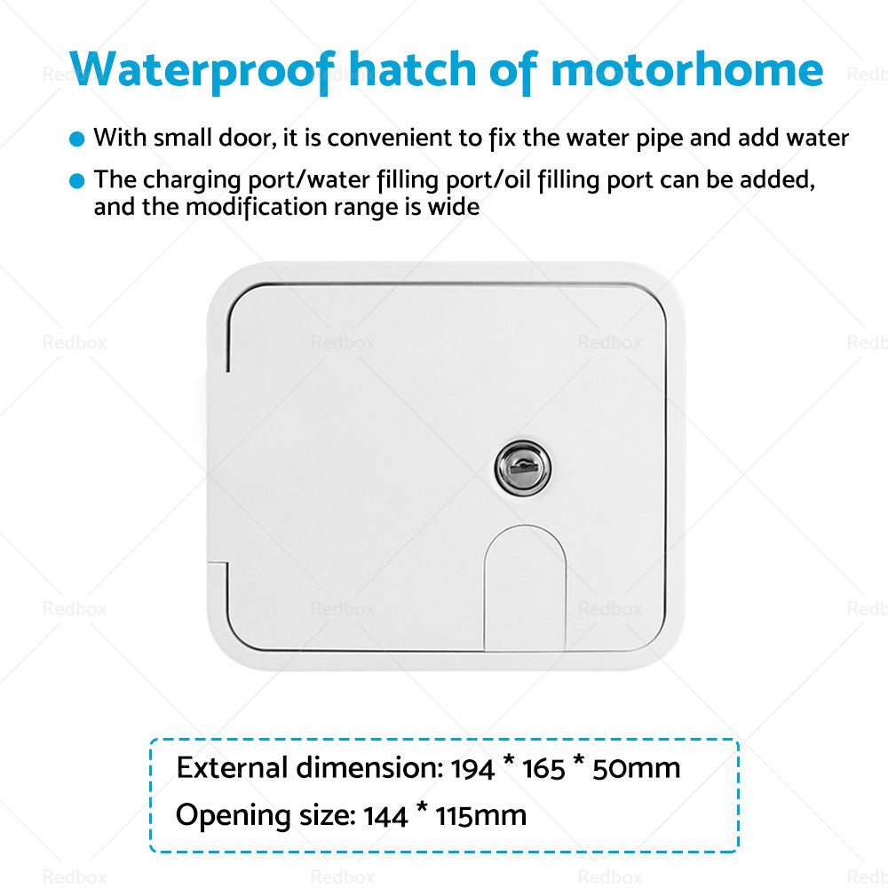 {{ Caravan Utility Door Access Hatch Rectangle 194x165mm RV Motorhome Lock }} - Buy Car Parts Online at {{ Kaka Auto Parts }}.