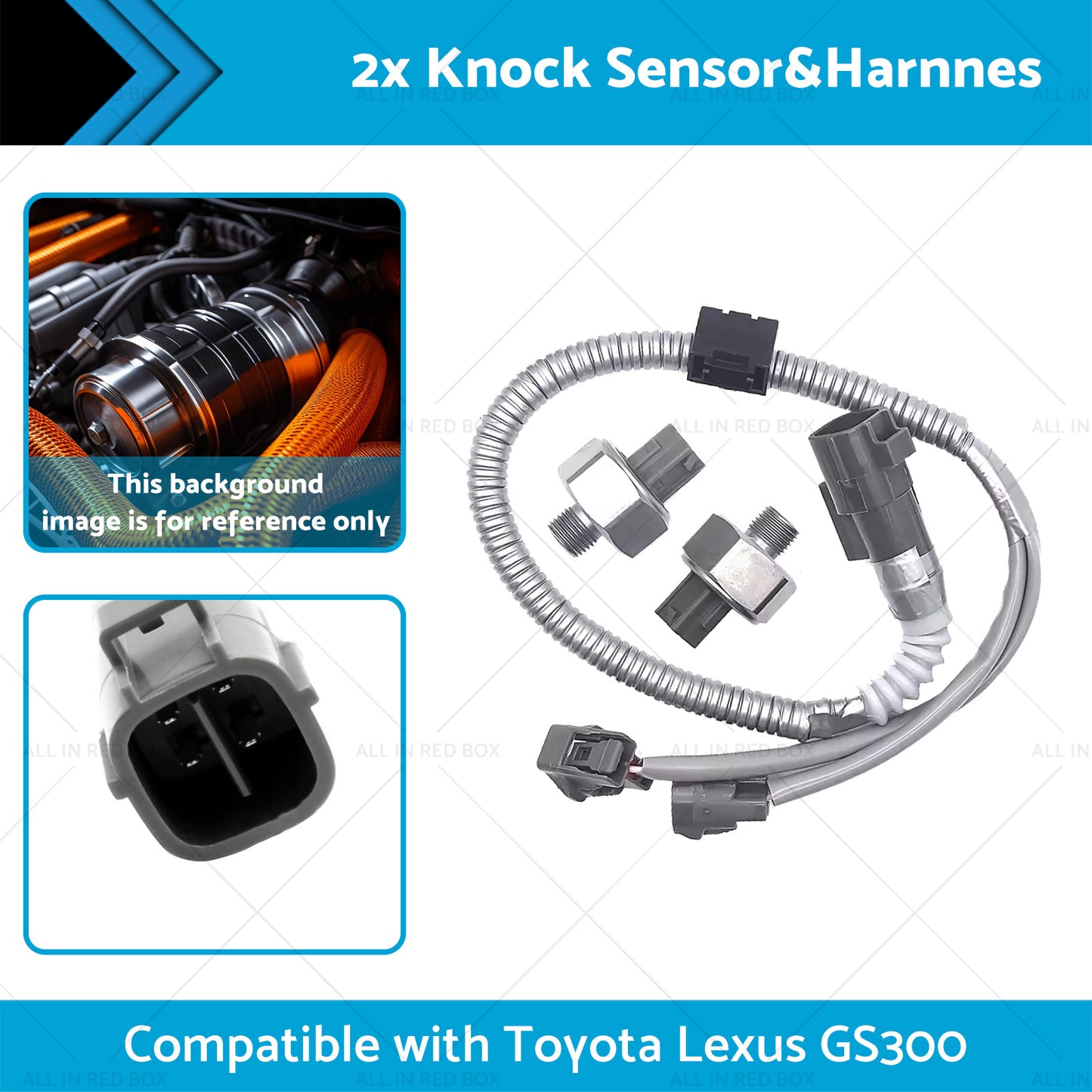 {{ 89615-12090 2x Knock Sensor and Harnnes Suitable for Toyota Lexus GS300 3. 0L 4Runner }} - Buy Car Parts Online at {{ Kaka Auto Parts }}.