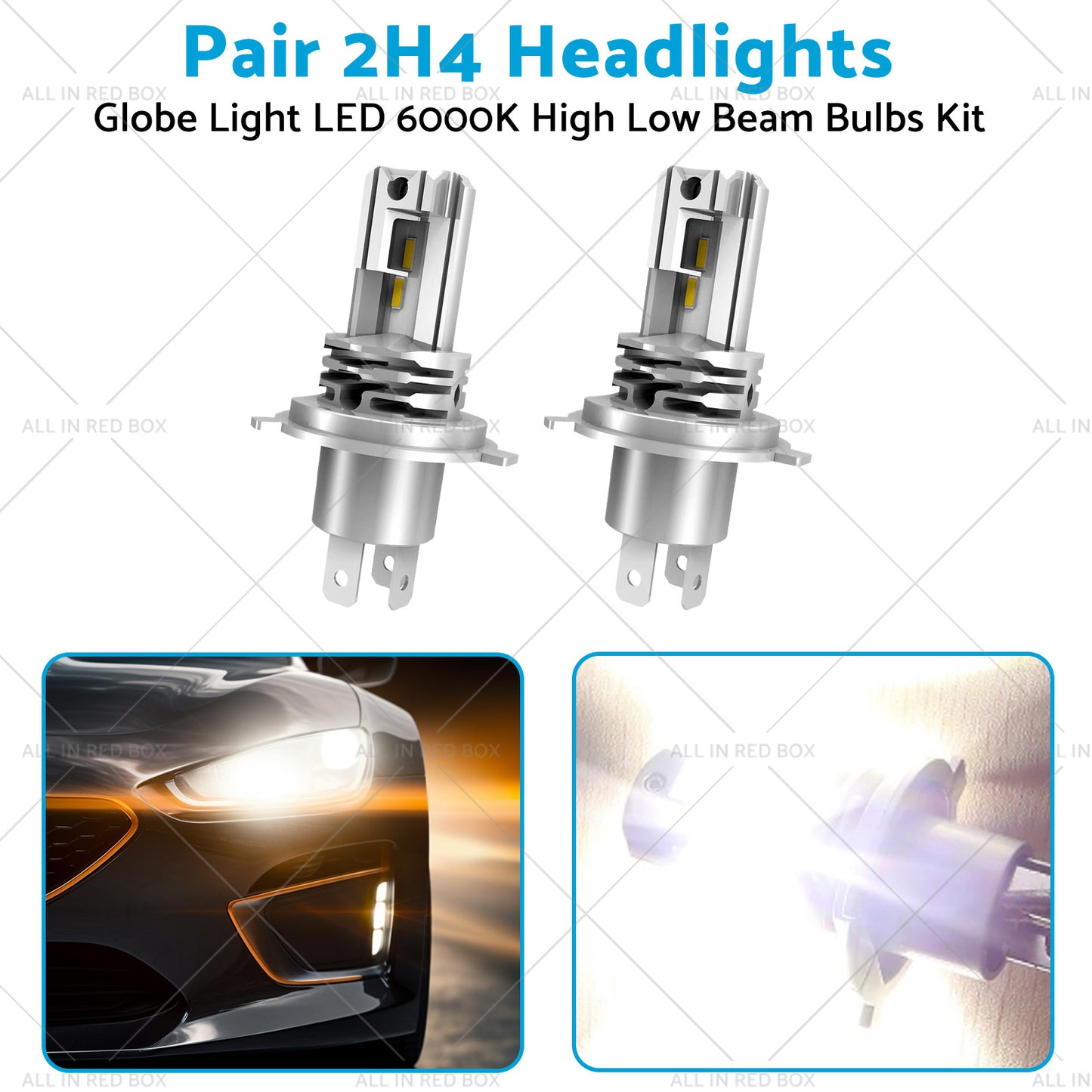 {{ 2x H4 Headlights Replacement Globe Light LED 6000K High Low Beam Bulbs Kit }} - Buy Car Parts Online at {{ Kaka Auto Parts }}.