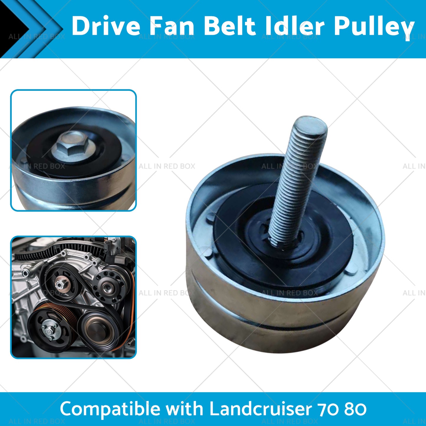 {{ Drive Fan Belt Idler Pulley Suitable for Toyota Landcruiser 70 80 100 1FZ 4. 5L }} - Buy Car Parts Online at {{ Kaka Auto Parts }}.