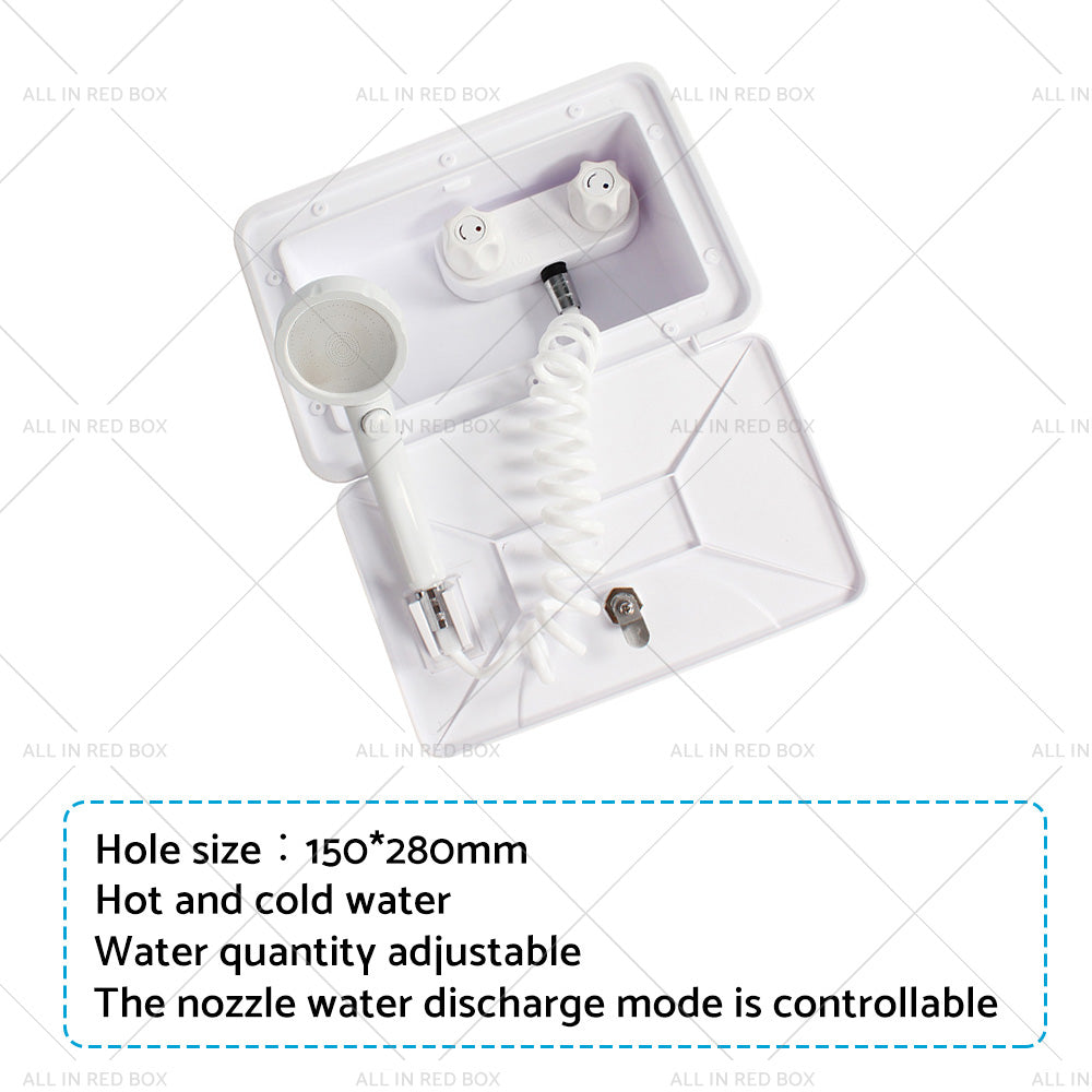 {{ 1 Set External RV Caravan Shower Box Exterior Faucet Camper Trailer Boat White }} - Buy Car Parts Online at {{ Kaka Auto Parts }}.
