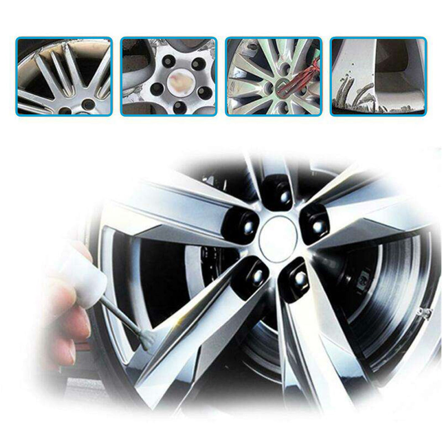 Visbella Wheel Rim Repair Kit for Kerb Scratches and Scuffs – 5x Set with Tools and Gloves