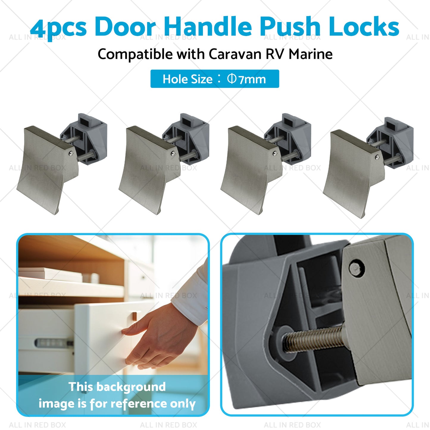 {{ 4PCS Square Shape Handle Push Locks Suitable for Caravan RV Marine Latch Knob }} - Buy Car Parts Online at {{ Kaka Auto Parts }}.