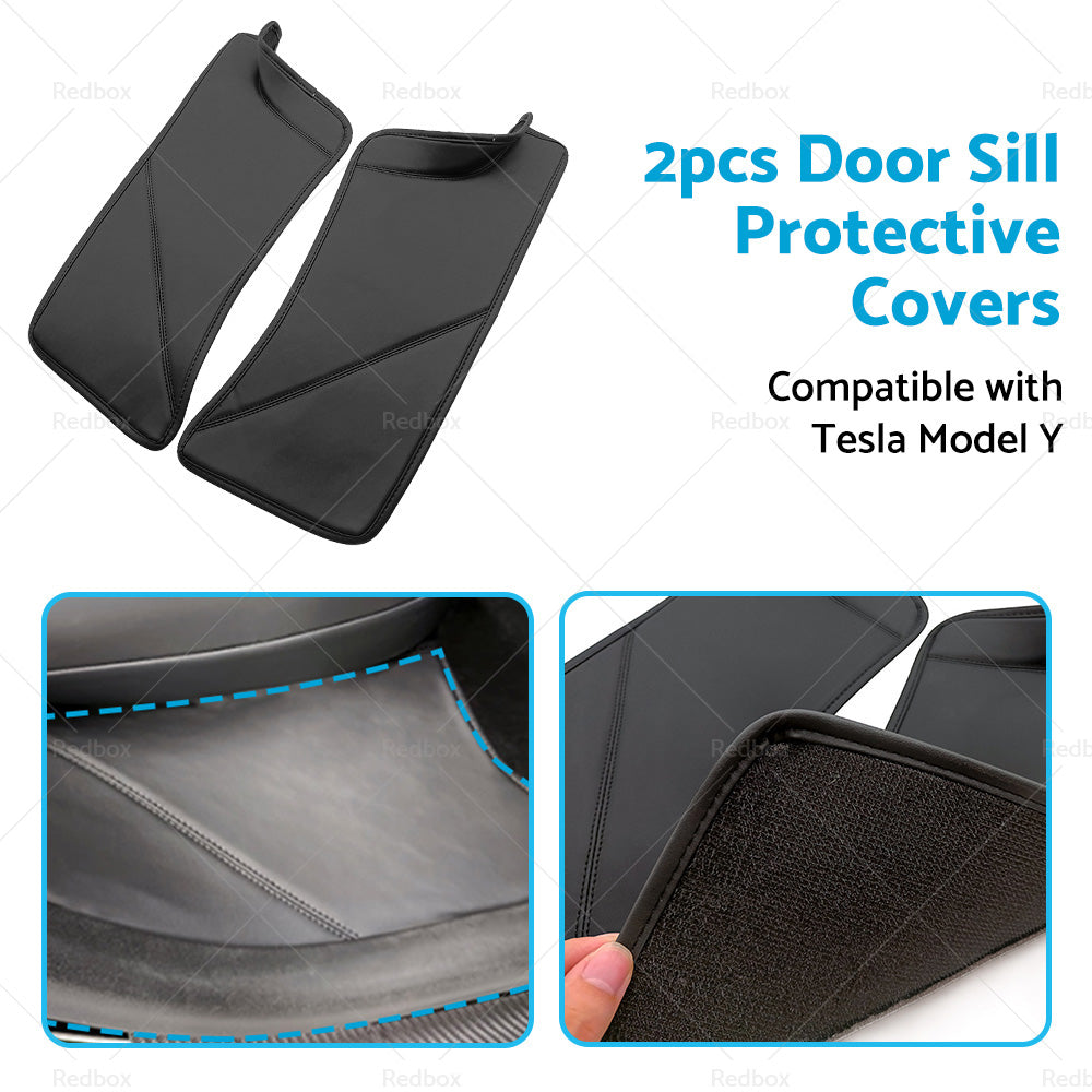 {{ 2PCS PU Rear Door Sill Protector Cover Pad Suitable for Tesla Model Y 2020-2022 }} - Buy Car Parts Online at {{ Kaka Auto Parts }}.