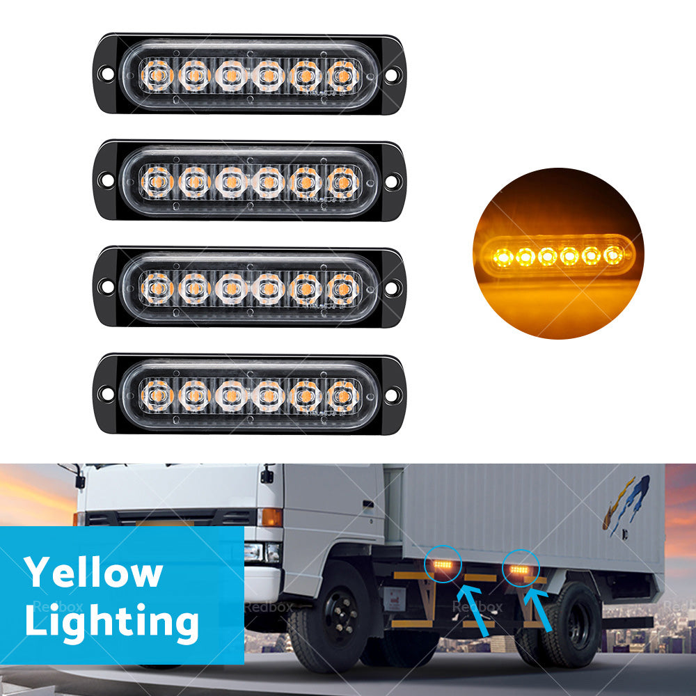 {{ 4 PCS Car Truck 6 LED Strobe Flash Light Emergency Warning Flashing Lamp Yellow }} - Buy Car Parts Online at {{ Kaka Auto Parts }}.