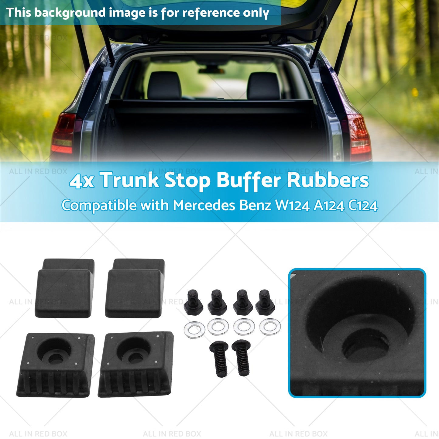{{ 4x Trunk Stop Buffer Rubbers Suitablefor Mercedes Benz W124 A124 C124 1247580044 }} - Buy Car Parts Online at {{ Kaka Auto Parts }}.