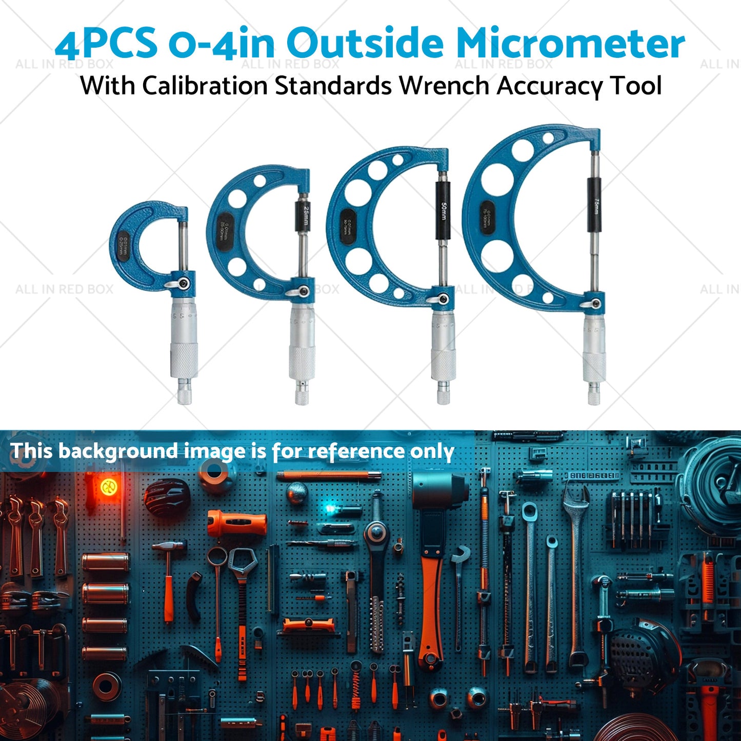 {{ 0-4in Outside Micrometer Set With Calibration Standards Wrench Accuracy Tool }} - Buy Car Parts Online at {{ Kaka Auto Parts }}.