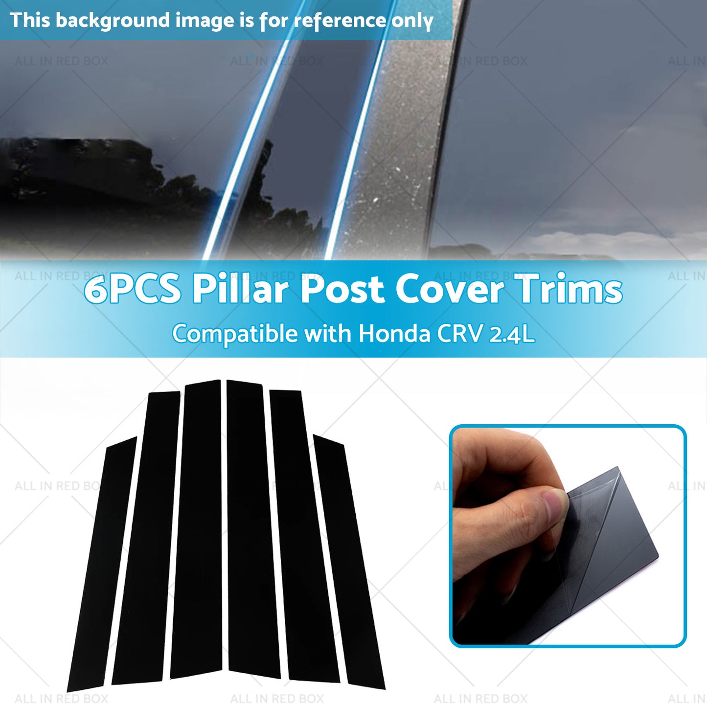 {{ 6PCS Black Window Trim Covers Suitable for 07-11 Honda CRV 2. 4L }} - Buy Car Parts Online at {{ Kaka Auto Parts }}.