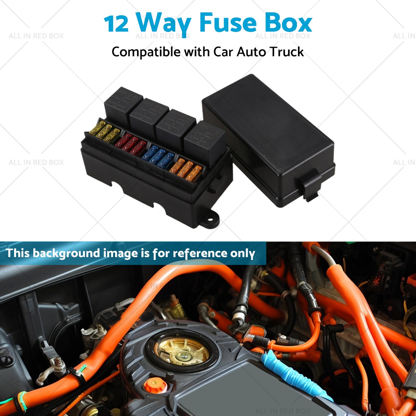 {{ 12 Way Blade Fuse Box 4-Relay Holder and Terminal and Fuse 12V 40A Car Auto Truck 4Pin }} - Buy Car Parts Online at {{ Kaka Auto Parts }}.