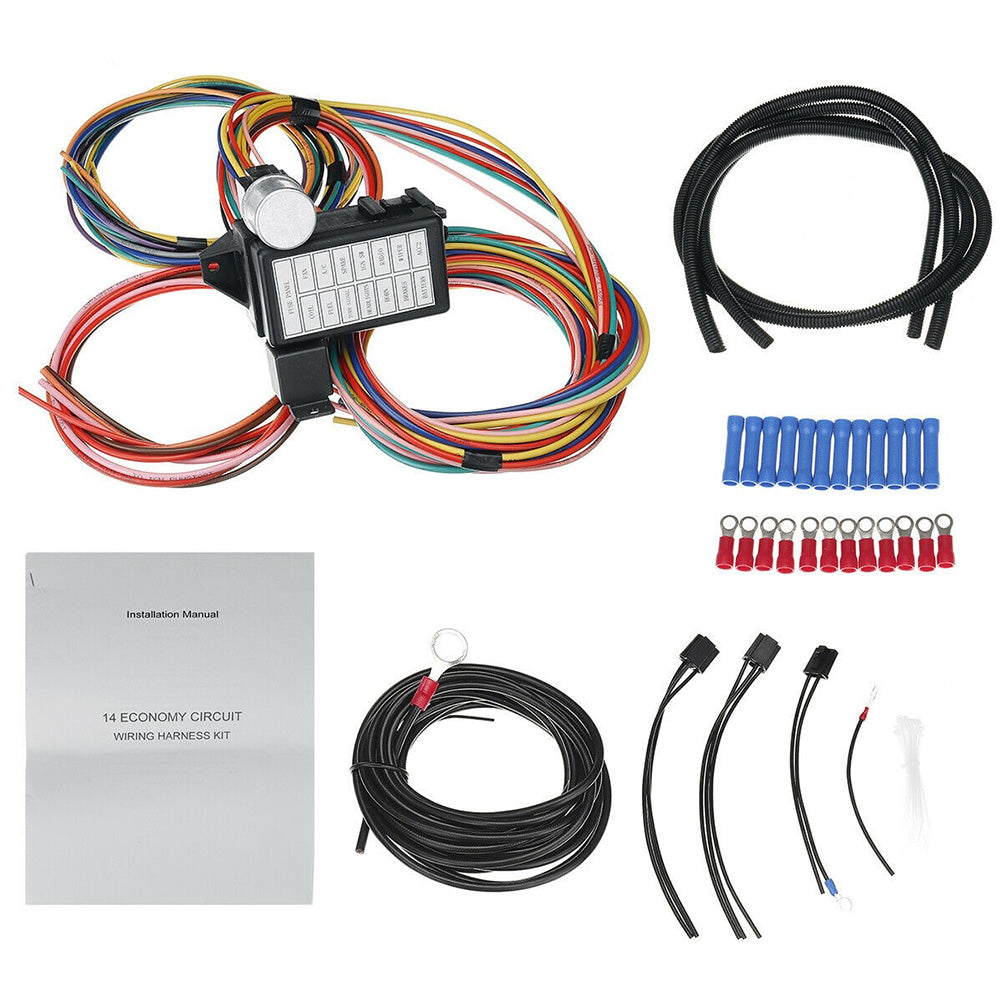 {{ 14 Circuit Wiring Harness Street Hot Rat Rod Custom Universal Wire Kit }} - Buy Car Parts Online at {{ Kaka Auto Parts }}.