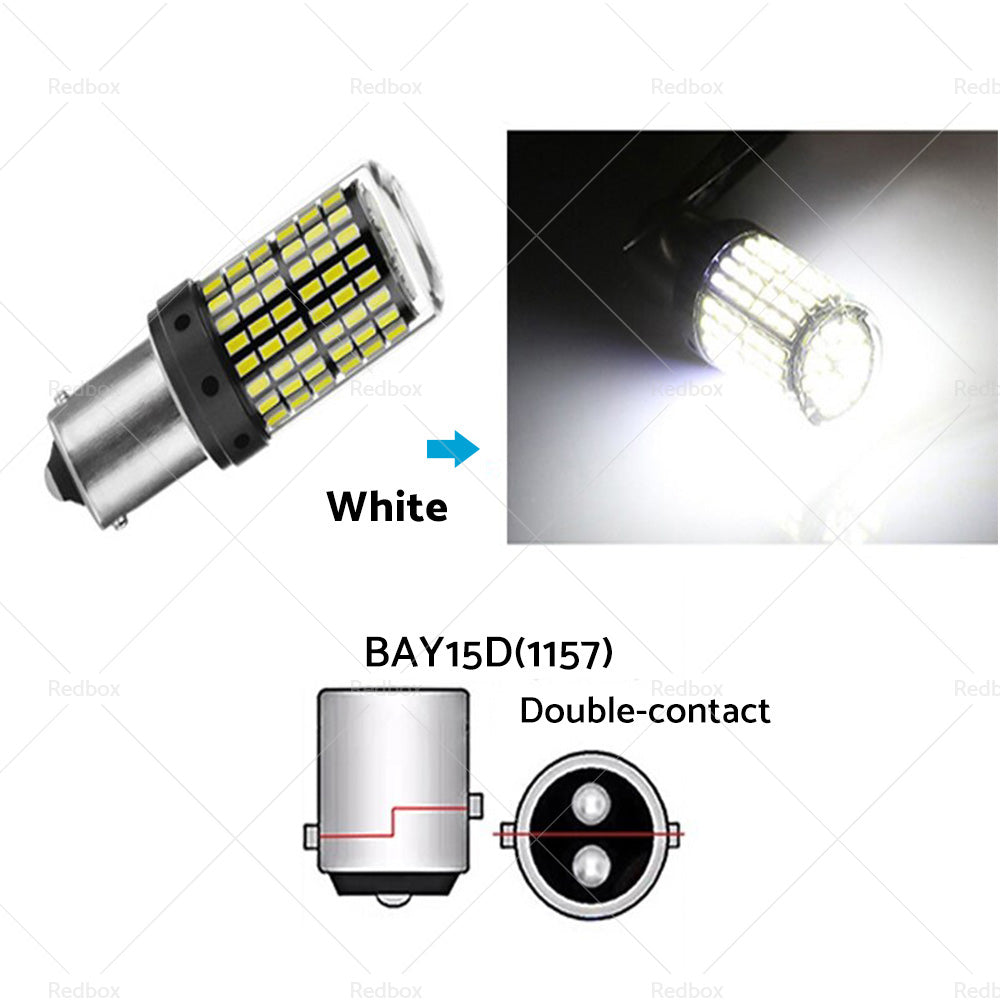 {{ 2X P21 or 5W BAY15D 1157 144SMD White LED Canbus Stop Tail Brake Light Bulbs }} - Buy Car Parts Online at {{ Kaka Auto Parts }}.