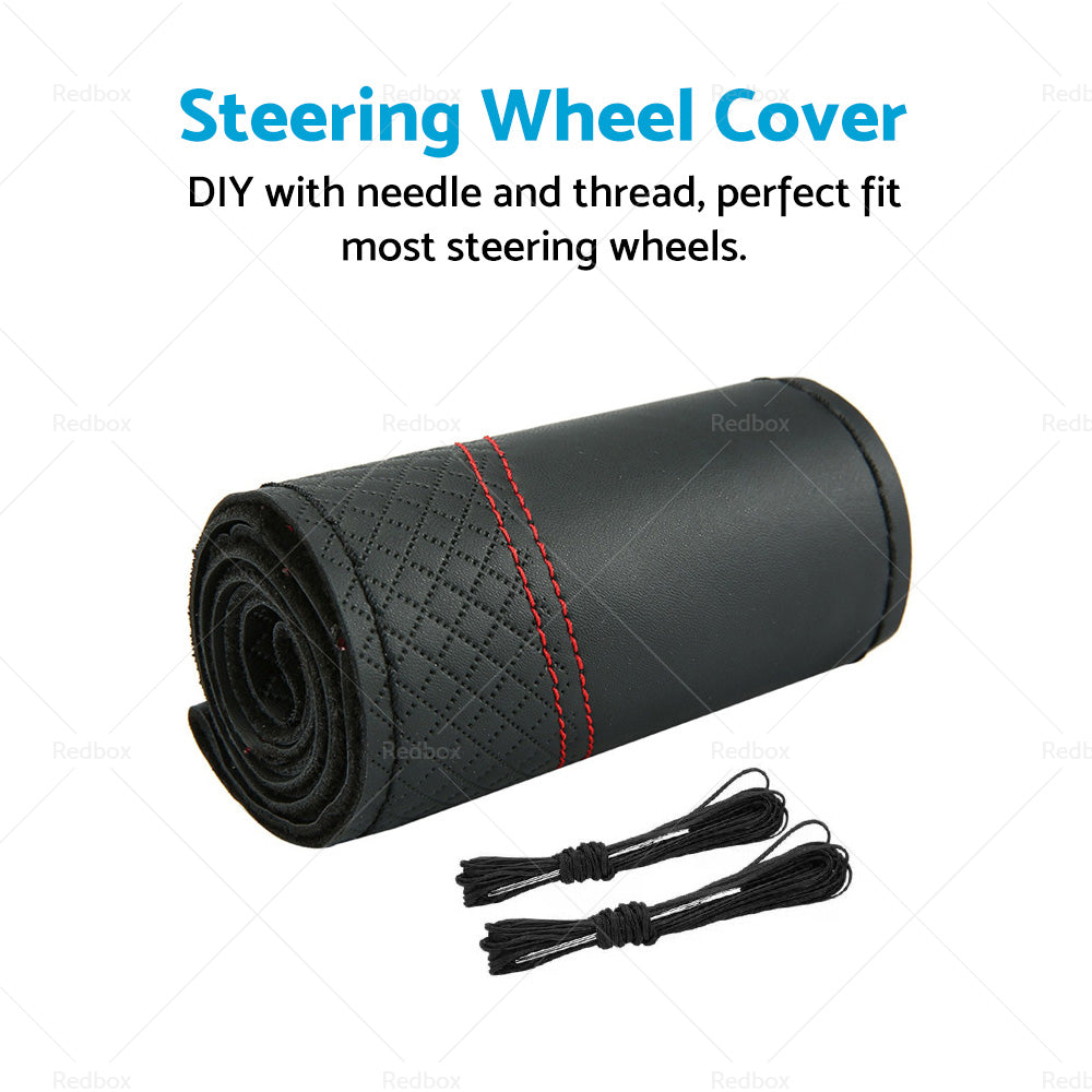 {{ Premium Leather DIY Car Steering Wheel Cover Auto Protection Needle 38cm }} - Buy Car Parts Online at {{ Kaka Auto Parts }}.