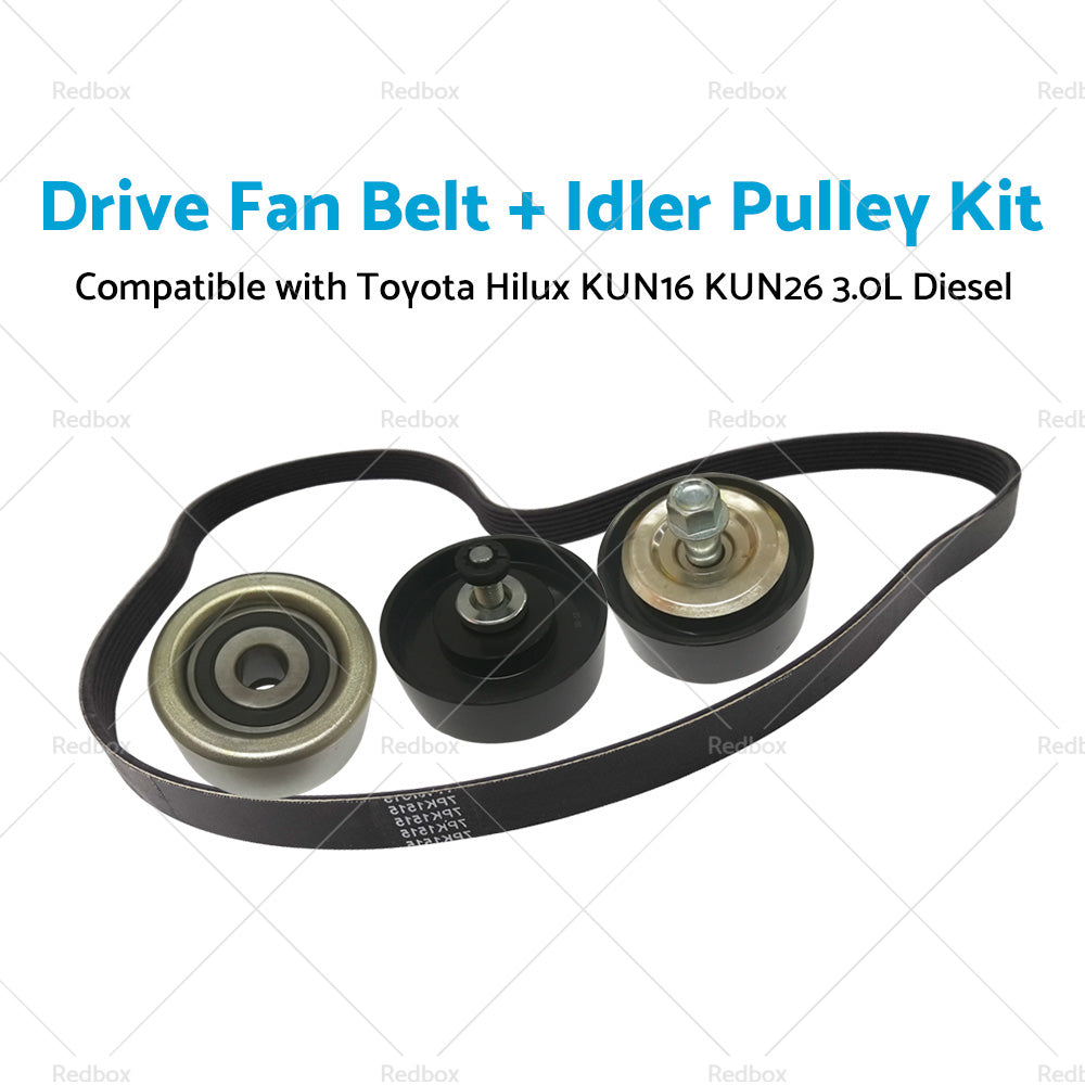 {{ Drive Fan Belt Idler Pulley Kit Compatible with Hilux 3. 0L Diesel 1KD-FTV KUN16 KUN26 }} - Buy Car Parts Online at {{ Kaka Auto Parts }}.