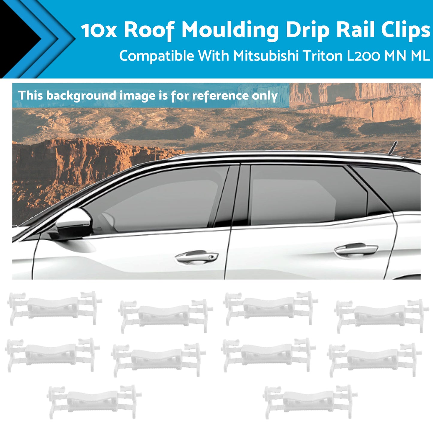 {{ 10x Roof Moulding Drip Rail Clips Suitable for Mitsubishi Triton L200 2005-2014 }} - Buy Car Parts Online at {{ Kaka Auto Parts }}.