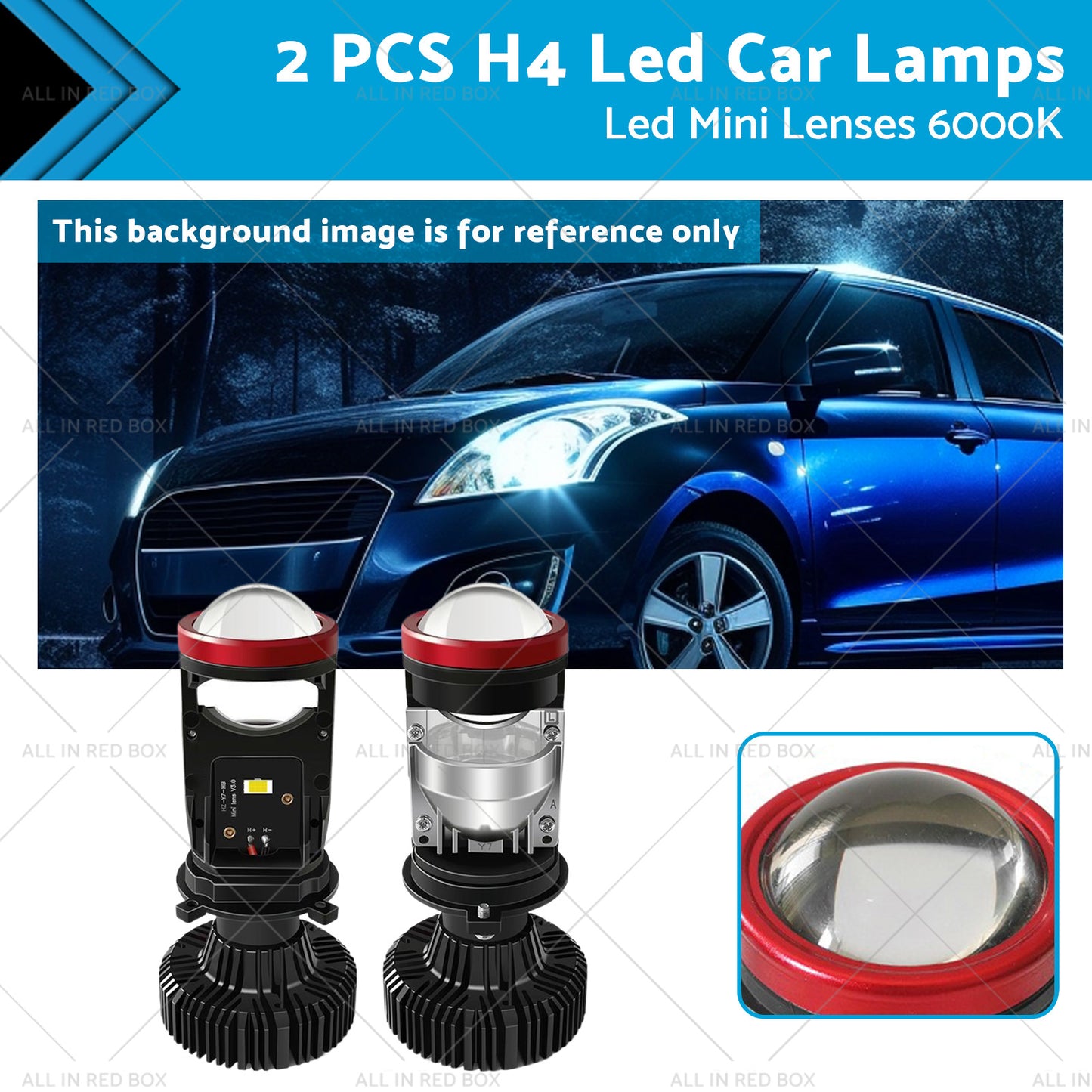 {{ 2x Led Car Lamps H4 Y7D Bi Led Mini Lenses 6000K }} - Buy Car Parts Online at {{ Kaka Auto Parts }}.